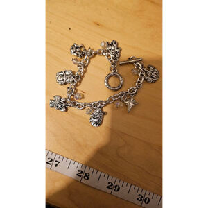 Vintage Nativity Silver tone Charm Bracelet Size 7